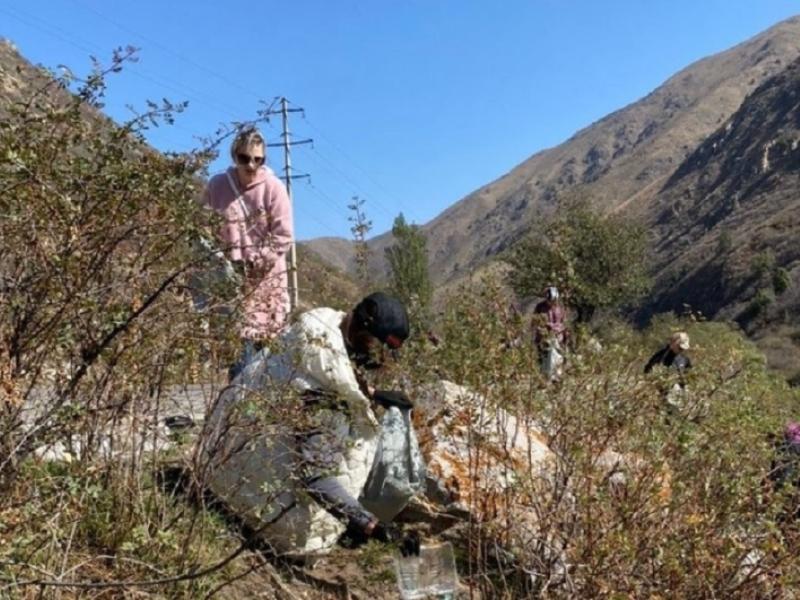 Акыйкатчы институтунун кызматкерлери Кой-Ташта жол жээгиндеги 4 чакырым участокту таштандыдан арылтышты